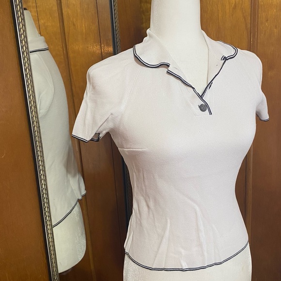 Dolce & Gabanna polo shirt with buttons and navy trim - Picture 1 of 7